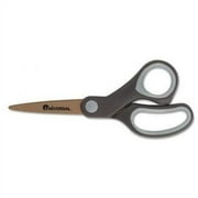 Office Scissors, 7" Straight, Titanium Coated Blades, Pointed Tip, Black/Green