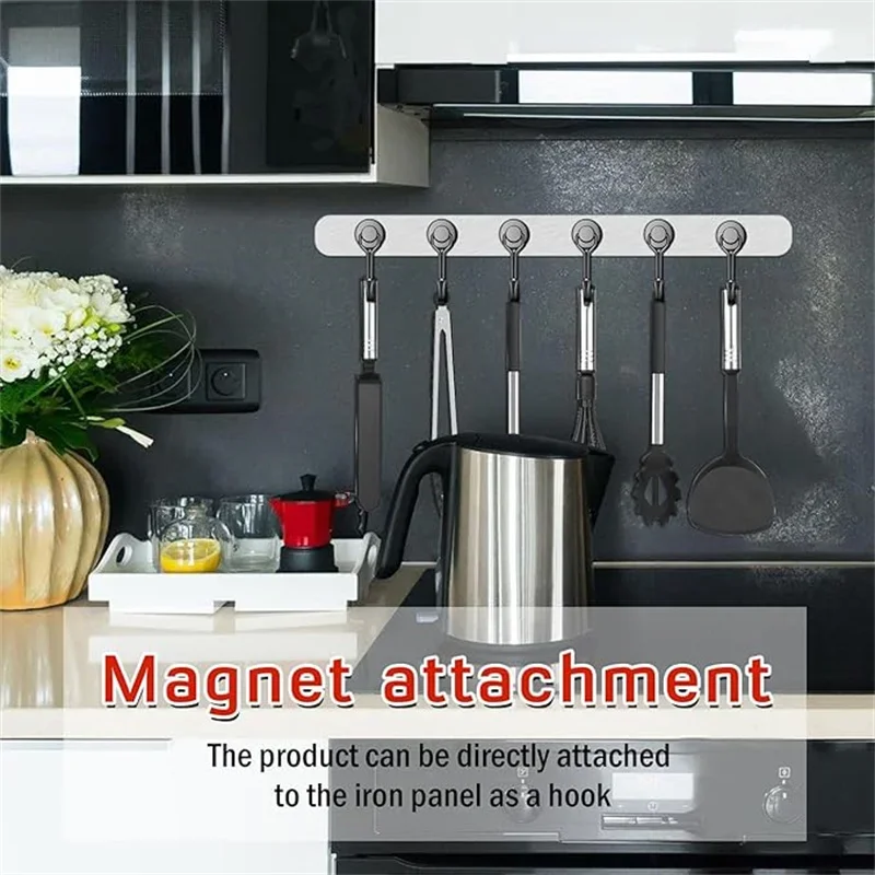 10pcs 10-30LBS Heavy Duty Neodymium Magnetic Hooks Extra Strong Rare Earth Hangers for Home Office Kitchen Garage Storage Solutions