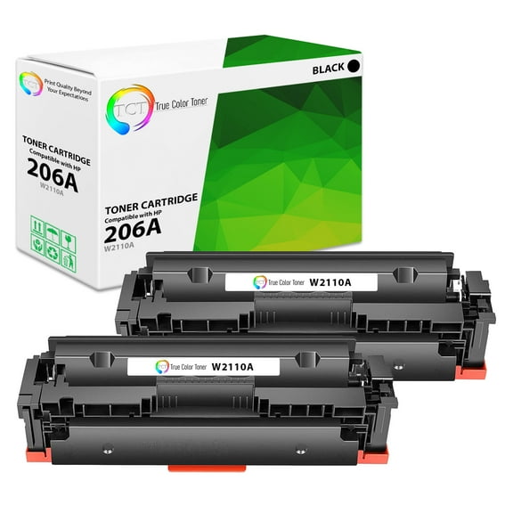 TCT 206A Black Toner Cartridge 2 Pack - Premium Compatible Replacement for 206A W2110A Black
