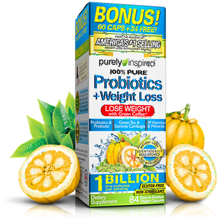 Purely Inspired 100% Pure Probiotics & Garcinia Cambogia Diet Pills, Veggie Ctules, 84 (Best Drugstore Diet Pills 2019)