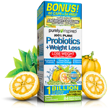 Purely Inspired 100% Pure Probiotics & Garcinia Cambogia Diet Pills, Veggie Ctules, 84 (The Best Natural Weight Loss Supplements)