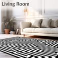 thumbnail image 2 of ODIKA 4'x6' Machine Washable Non-Slip Area Rug, Modern Maze Abstract Op Art Design High Traffic Rug with Pad, Black, 575510, 2 of 8