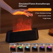 Essential Oil Diffuser, Fireplace Flame Fire Oil Diffuser, 250ml Cool Mist Aromatherapy Humidifier, Scent Diffuser with 7 Colors Light, Remote Control, Auto-Off for Home, Room (Black)