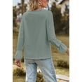 thumbnail image 4 of Lace Trim V Neck Textured Blouse, Green, Large, 4 of 5