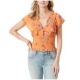 thumbnail image 1 of Jessica Simpson Womens Smocked Ruffled Blouse, Orange, Small, 1 of 1