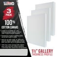 thumbnail image 2 of U.S. Art Supply 11" x 14" Gallery Depth 1-1/2" Profile Stretched Canvas 3-Pack - Acrylic Gesso Triple Primed 12-ounce 100% Cotton Acid-Free Back Stapled, 2 of 8
