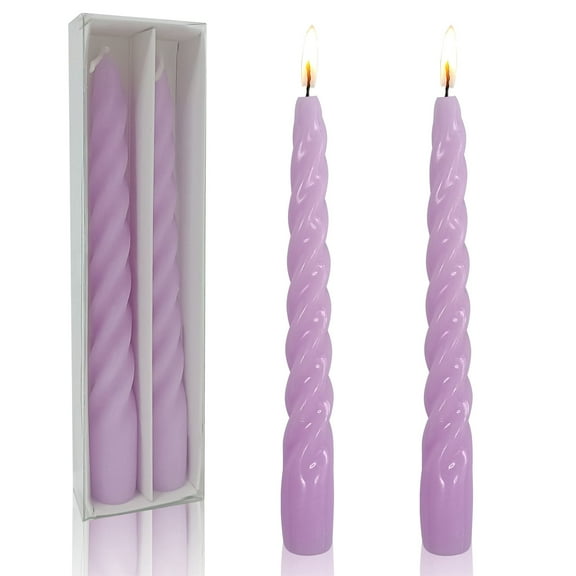 FCMSHAMD 7.3'' Purple Taper Candles -Spiral Dripless(2 Pack)