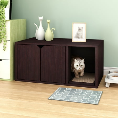 UPC: 0819767013648 | Way Basics Eco Cat Litter Box Enclosure Modern Cat Furniture  Espresso
