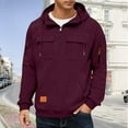 thumbnail image 2 of Timoontee Men's Tactical Hoodies Fall Sweatshirts Casual Durable Utility Workwear Athletic Hooded Sweatshirts Spring Hoodie Long Sleeve 1/4 Zip Pullover Tops Wine M, 2 of 4