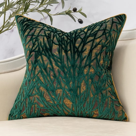 Funda de cojín Yangest Green Twigs Branches de terciopelo, 45 x 45 cm