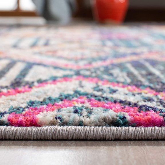 SAFAVIEH Madison Zaman Geometric Runner Rug, Black/Orange, 2'2" x 14'