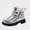 Silver, variant on Girls Snow Boots Warm Fur Trim Croc Texture Double Buckle Non-Slip Durable Easy On Off Winter Shoes Silver Size 9 Toddler