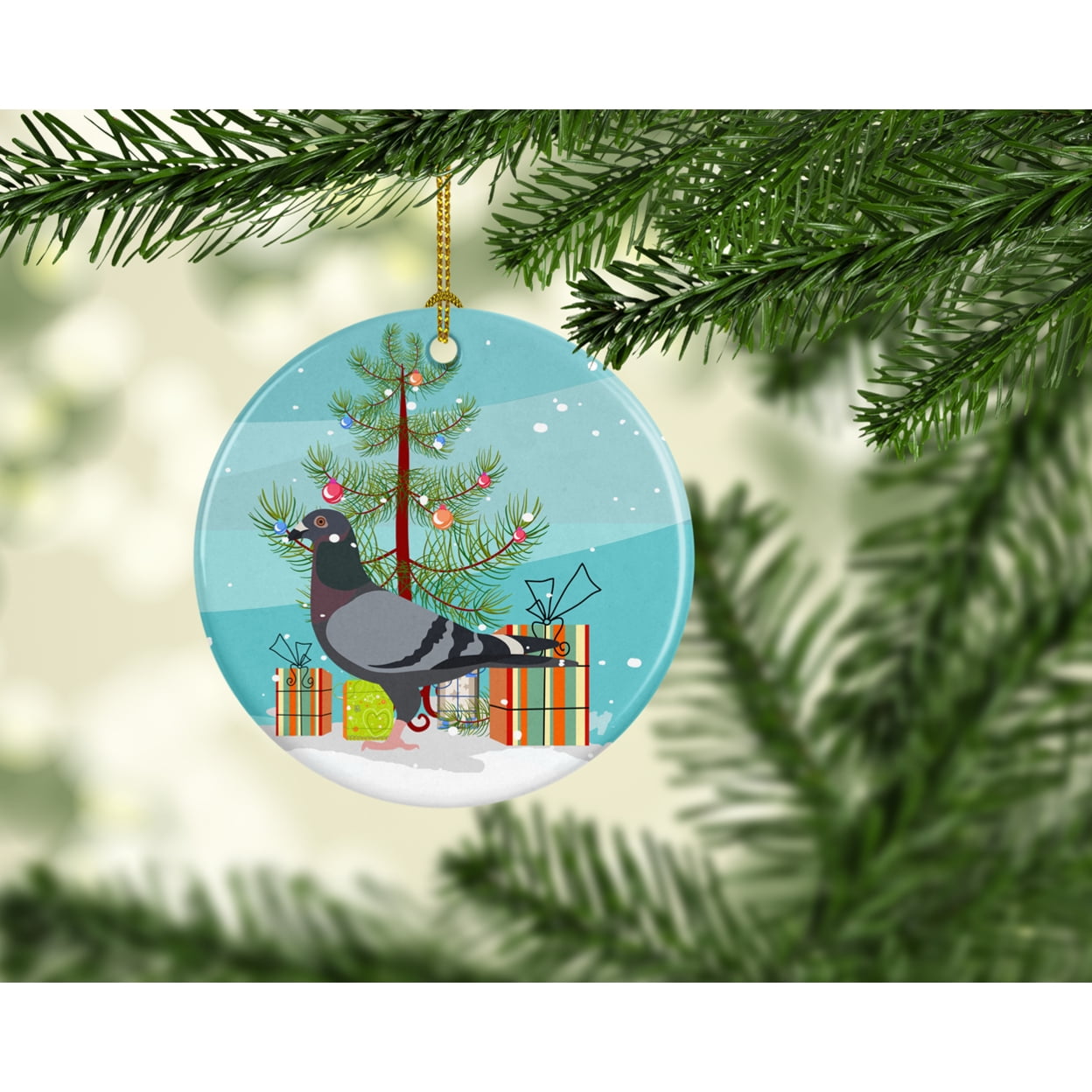 Racing Pigeon Christmas Ceramic Ornament