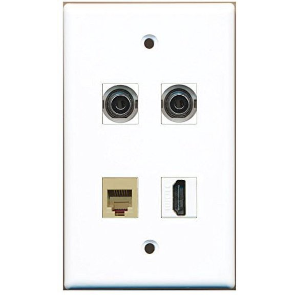 RiteAV - 1 Port HDMI 1 Port Phone RJ11 RJ12 Beige 2 Port 3.5mm Wall Plate