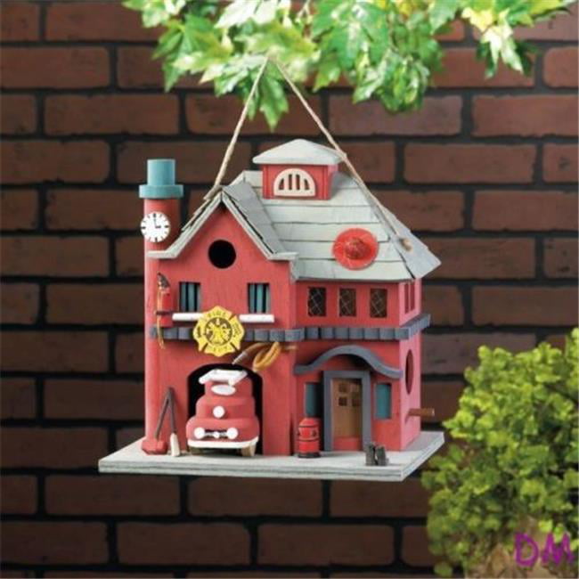 NEW, Stained & painted Handcrafted Large 2 Hole " FIRE HOUSE"  Bird House 