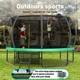 thumbnail image 3 of Mersco 12ft Pumpkin Trampoline for Kids Adults, Outdoor Trampoline with Basketball Hoop Enclosure Net Storage Bag for 5 Kids, Loading 1320Lbs Green, 3 of 9