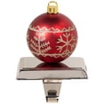 thumbnail image 3 of Northlight Glitter Snowflake Red Ball Ornament Christmas Stocking Holder - 5.5", 3 of 9