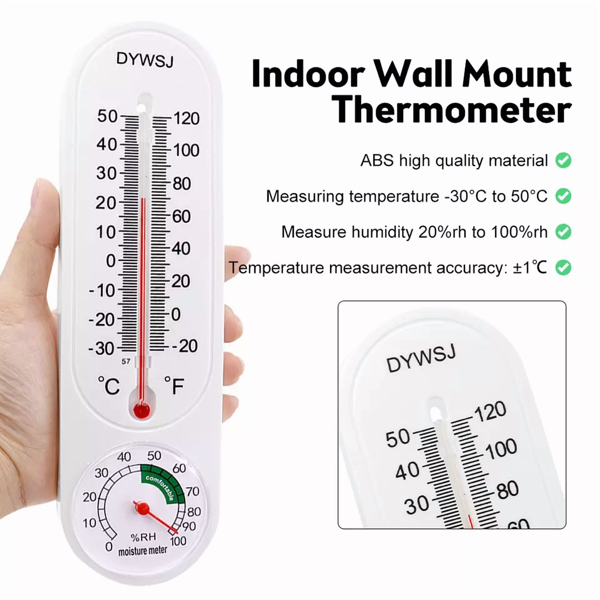 Wall Thermometer Humidity Meter Indoor Outdoor Mount Garden Greenhouse Home Us