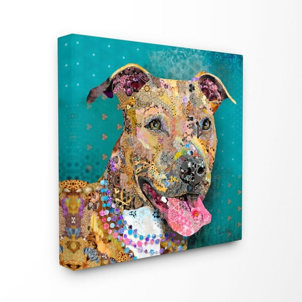 Stupell Industries Abstract Collage Dog Pet Animal Orange