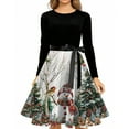 thumbnail image 5 of Christmas Print Flare Dress for Women Long Sleeve Dress with Round Neck, Fall and Winter Casual Wear for Holiday Events, Soft and Elegant,Green,3XL, 5 of 5