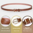 thumbnail image 3 of Women's Skinny PU Leather Belt Solid Color Fashion Thin Waist Belt with Gold Buckle for Jeans Pants 1/2 Width, 3 of 6