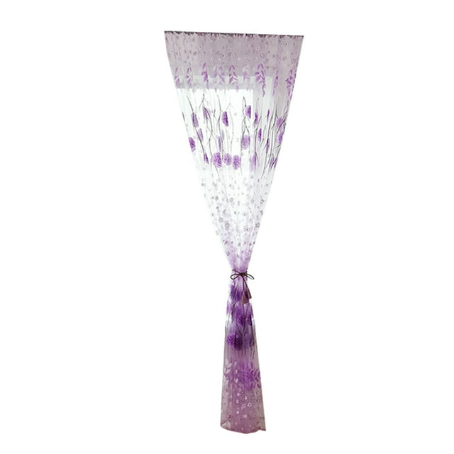 QIDESHIP Rideaux Floraux Transparents Imprimés, Style Tringle, 100Cm X 200Cm, Violet, Rideaux en Polyester Polyester, 1 Rideau, Décoration d'Écran de Fenêtre 39X787, Rideau en Tulle Fleur en Grappe, Tulle à Traces