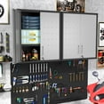 thumbnail image 5 of IKIMI 30" H Garage Wall Storage Cabinet, Metal Lockable Wall Mount Cabinet with Adjustable Shelf, or Garage, Workshop & Utility Room, Black/Gray, 5 of 8