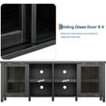 thumbnail image 5 of TV Stand for 65 in, Entertainment Center with Storage Cabinet and 4 Sliding Glass Doors, Mid Century Modern Media TV Console Table for Living Room Bedroom (Black), 5 of 8