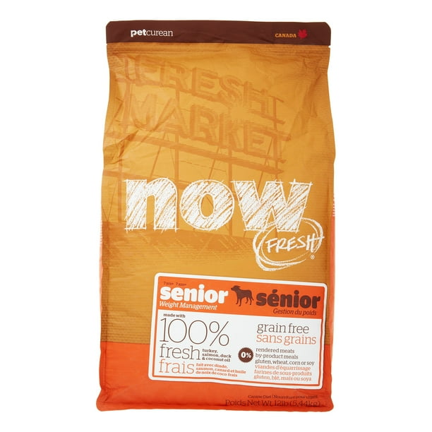 Petcurean Now Fresh GrainFree Senior Weight Management Recipe Dry Dog Food, 12 Lb