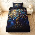 thumbnail image 3 of Homewish Watercolor Nature Tree Twin Sheets,Navy Stars Galaxy Bedding,3-Piece,1 Flat Sheet,1 Fitted Sheet and 1 Pillowcase, 3 of 6