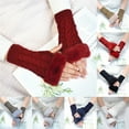 thumbnail image 2 of Kripyery 1 Pair Warm Gloves Breathable Good Thermal Insulation Arm Warmer Fingerless Knitted Long Gloves for Writing, 2 of 8
