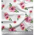 thumbnail image 1 of Soimoi White Cotton Cambric Fabric Ranunculus & Chrysanthemum Floral Print Sewing Fabric Yard 56 Inch Wide, 1 of 3