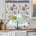 thumbnail image 3 of Swag Valance Curtains for Windows, Blue Wildflowers Light Filtering Kitchen Curtains with Rod Pocket, Farmhouse Country Spring Butterfly Floral Window Treatment Valances, 36x45 - 2 PCS, 3 of 9