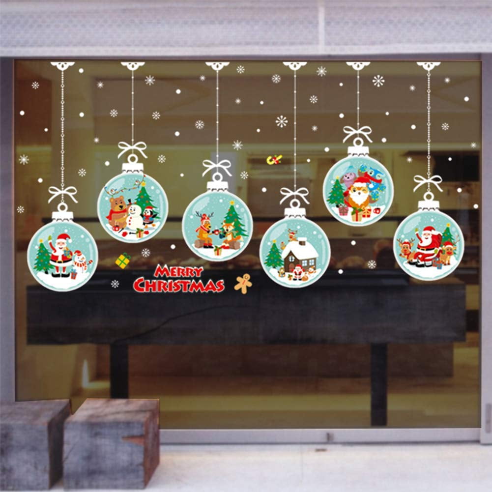 White Snowflakes Static Cling 'Joyeux Noel' Window decorations Reusable 