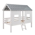 thumbnail image 5 of Twin Size Low Loft House Bed with Roof and Two Front Windows , White, 5 of 14