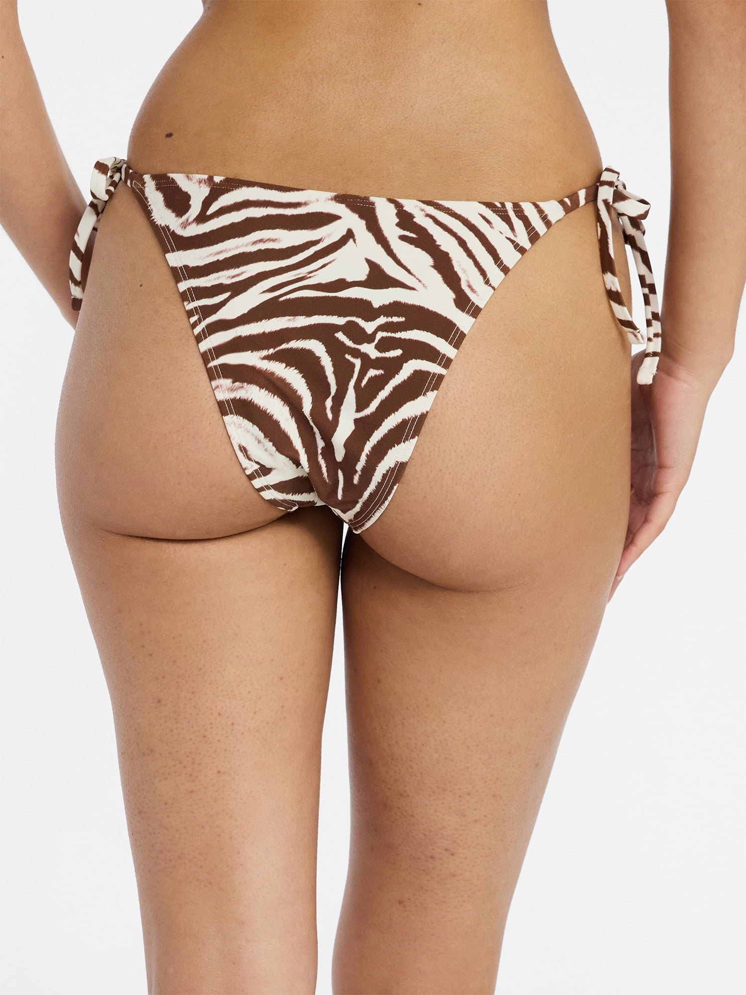 No Boundaries Zebra Print Side Tie Bikini Bottoms, Women’s XXS-XXL