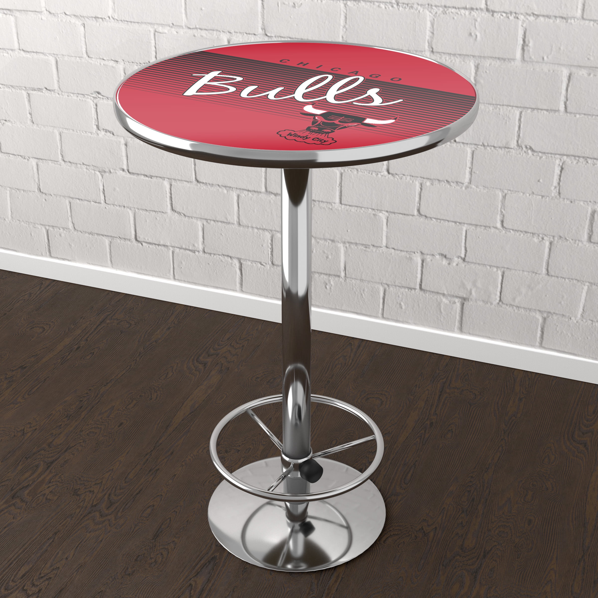 Chicago Bulls Hardwood Classics Bar Table with Adjustable Footrest and Acrylic Top