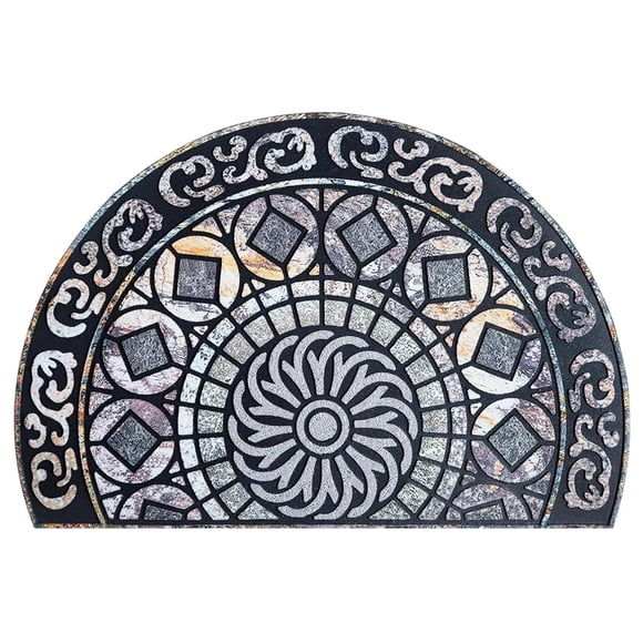Felpudo semicircular bohemio para entrada | Alfombra antideslizante de terciopelo cristal | Felpudo decorativo para la entrada de interiores | Felpudo absorbente para pasillo