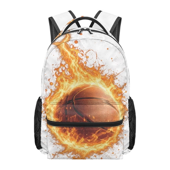 chaqlin Flame Basketball School Backpack for Kids Boys Rainbow Tie-Dye Elementary School Bookbag Lightweight Daypack with Side Pocket for Preschool Camping Travel