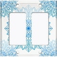 thumbnail image 6 of Metal Light Switch Plate Cover Mandala Teal Flower Tile Pattern MDL101, 6 of 13