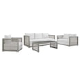 thumbnail image 2 of Modway Aura 4-Piece Outdoor Patio Furniture Wicker Rattan Set in GrayWhite, 2 of 11
