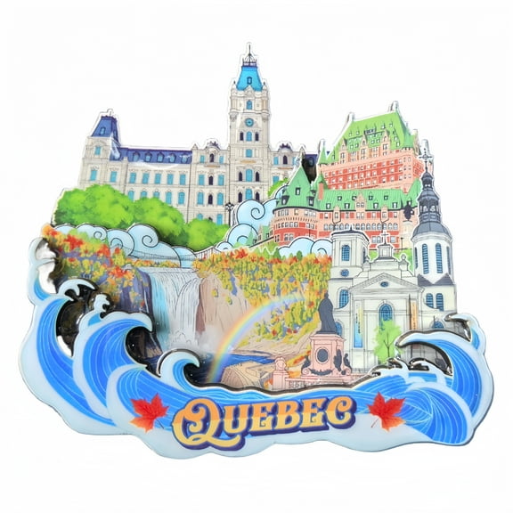 Quebec Canada 3D Fridge Magnet Souvenir Gift,Resin Handmade Quebec Refrigerator Magnet Home Decoration Collection