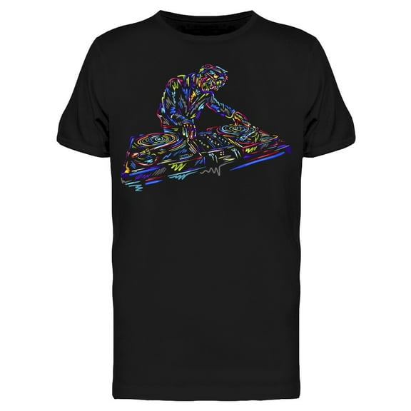 Teeblox Mens Graphic Tee - Dj Man Colorful Music - Regular Fit 100% Cotton