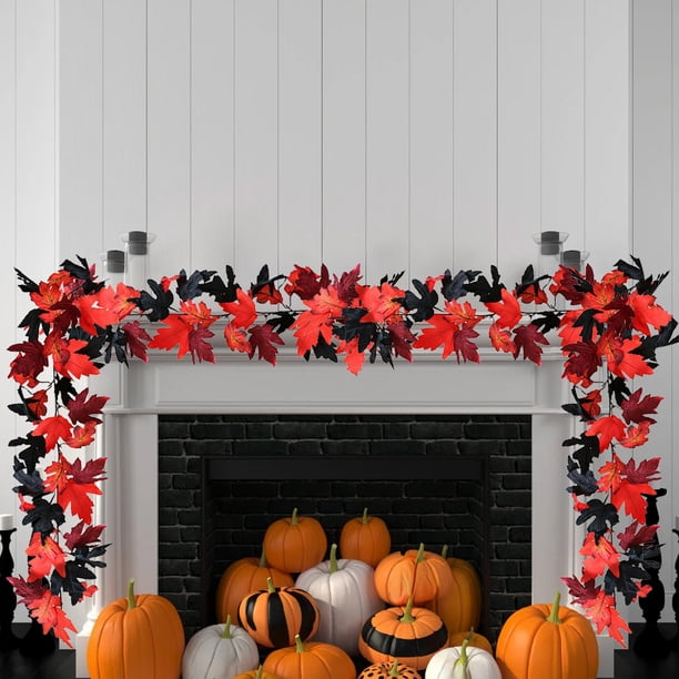 Halloween Black Vines Artificial Maple Leaf Vines Artificial Green Plant Halloween Decoration