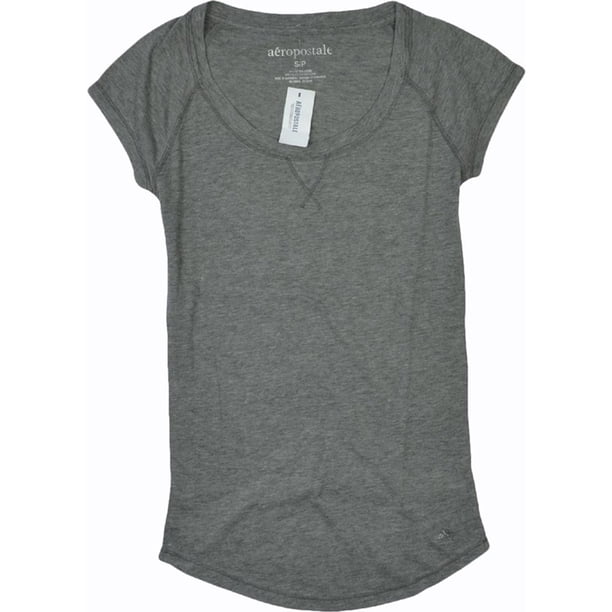 Aeropostale - Camiseta básica para mujer, color gris, talla mediana