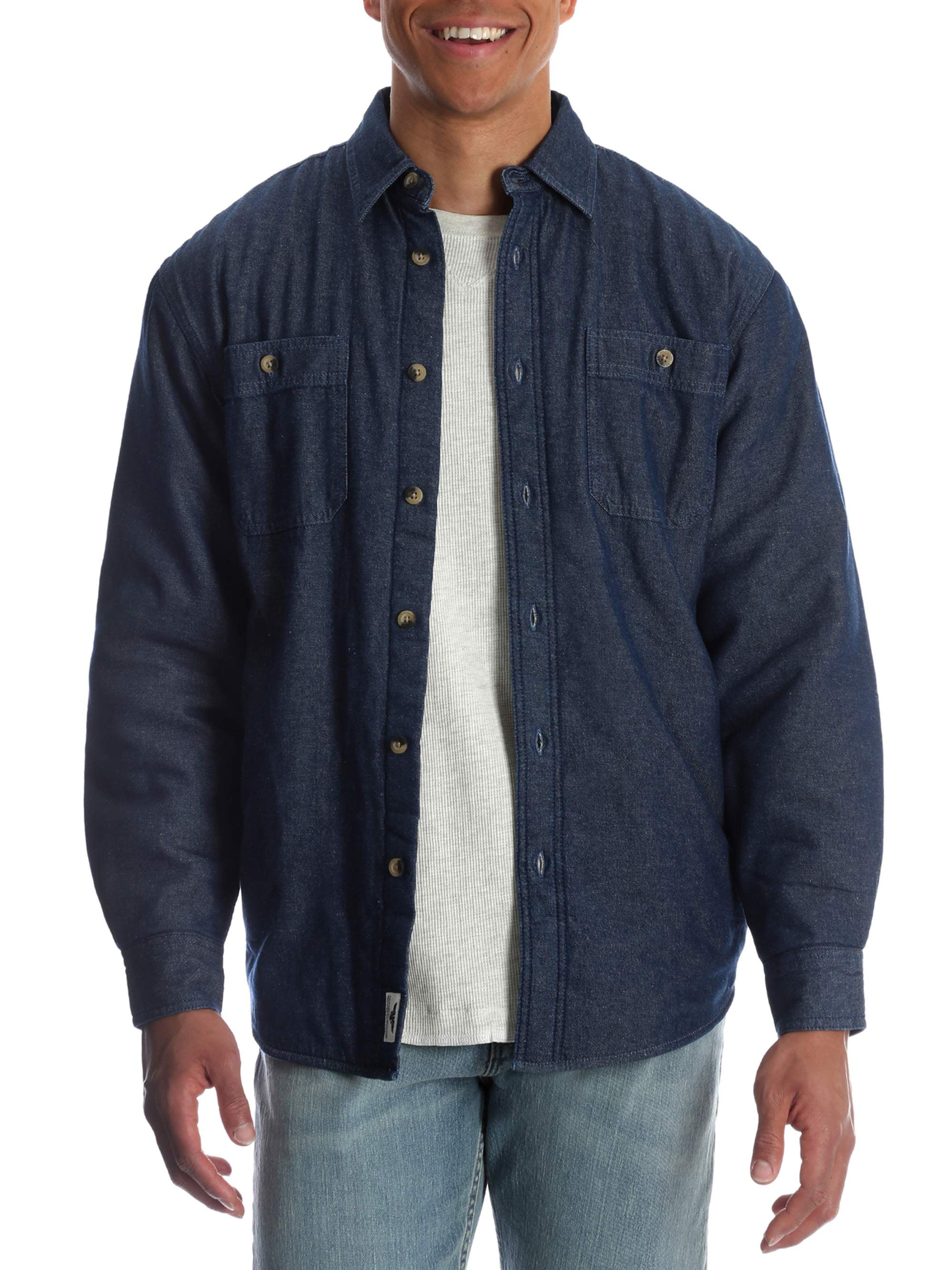 Wrangler Men's and Big Men's Sherpa Lined Flannel Shirt, Sizes Up to ...