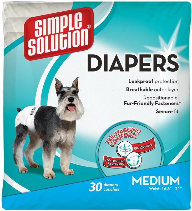 Simple Solution Disposable Dog Diapers for Female Dogs Females In Heat Excitable Urination Incontinence or Puppy Training Super Absorbent Leak-Proof Fit 