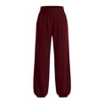 thumbnail image 6 of HAPIMO Elastic Waist Wide Leg Jogger Lounge Pants Women High Waist Breathable Casual Pants for Daily Use Wine S, 6 of 6