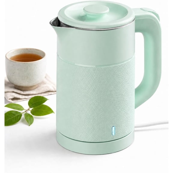 Small Electric Kettle 0.8L, 600W, 304 Stainless Steel Inner, Green