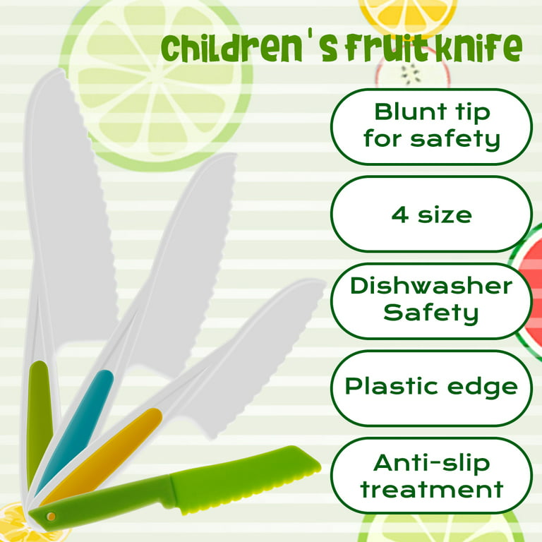 COZYMATE 6 Pieces Wooden Kids Knife for Cooking, Kid Safe Knives Cutting  Veggies Fruits Include Wood Kids Knife Plastic Potato Slicers Serrated  Edges